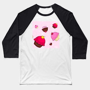 Valentine's Cartoon Cupcakes Baseball T-Shirt